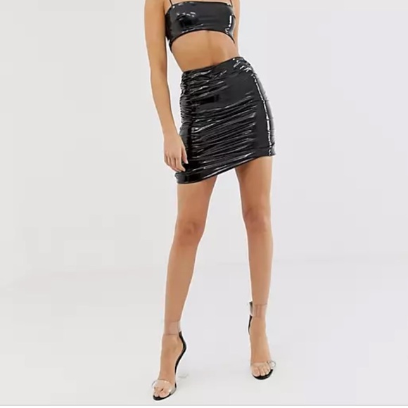 CLUB L London vinyl ruched mini skirt - NEW WITH TAGS - Picture 1 of 7